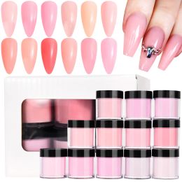 Liquids Acrylic Nail Powder Set: 12 Colours Nude Pink Acrylic Powder for Nail DIY Art Design 3D Manicure Extension Carving Dipping Powder