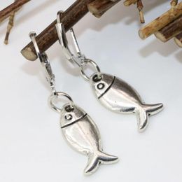 Dangle Earrings A Pair Special Design Charms Tibet Silver-color Fishes Shape 8 18mm Drop Exquisite Gifts Girls Jewellery B2671