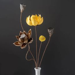 1Set Real Natural Dried Pressed Lotus Flower,Decorative Handmade Water Lily Flower Branch,Home Living Room Table Decoration