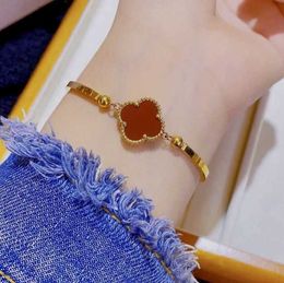 FEERIE van bracelet Fashionable and Personalized New Shining Bracelet Womens Classic Four Leaf Grass Micro Inlaid Versatile Network Red Small Group