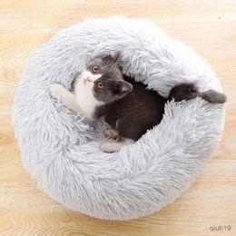 Cat Beds Furniture Plush Soft Cat Beds Round Cat Nest Mat For Indoor Cats Clearance For Small Dogs Cats Warm Mat Warming Sleeping Bed Pets Supplies