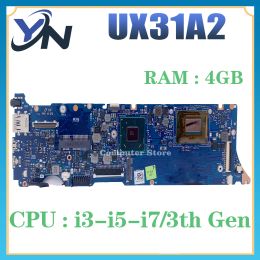 Motherboard UX31A Mainboard For ASUS Zenbook UX31A2 Laptop Motherboard I3 I5 I7 3th Gen 4GBRAM Notebook MAIN BOARD REV:2.0 4.1 100% TEST OK