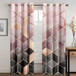 3D Cheap Modern Black and white Classic Gradient Marble 2 Pieces Thin Shading Window Curtain for Living Room Bedroom Decor Hook