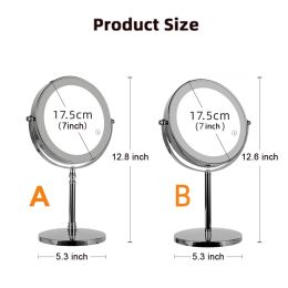 7" Led Makeup 7XMagnifying Cosmetic Mirror with 3 Colour Light Touch Dimmer Switch Double Side USB Charging Desktop Vanity Mirror