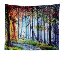 Tapestries Watercolor Forest Tapestry Wall Hanging Beach Towel Background Cloth Picture Decorative Tablecloth