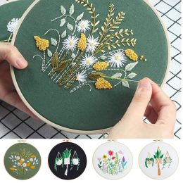 4 Styles DIY Floral Plants Embroidery Kit Cross Stitch Material Package for Beginners Diy Knitting Embroidery Tools