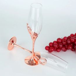 2pcs Wedding Champagne Glass Set Flute Glasses Wine Glass Wedding Gift Glasses Rose Gold Crystalline Party Gift Toasting Glass