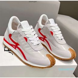 15A Luxury Brand Men Women Flow Runner Sneakers Shoes Nylon Suede Lace-up Trainers Suede Calfskin Leather Skateboard Walking Wholesale Discount Sports Eu35-46 24