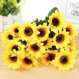 Decorative Flowers 1 Bundle Of 7 Forks Artificial Sunflower Bouquets Fake Wildflowers Wedding Party DIY Craft Art Decor