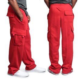 Men Cargo Jogger Pants Autumn Hip Hop Street wear Loose Trousers Multi Pocket Solid Color Overalls GYM Sports Wear 240321