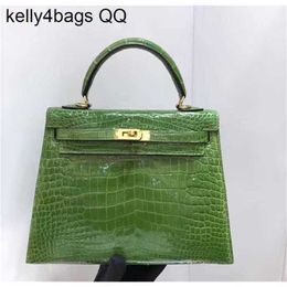 Handbag Crocodile Leather 7A Quality Genuine Handswen Bags Sewn 25cm real burgundy green blue to chooseqqHV1V