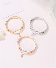 Rose Gold Stainless Steel Bracelets Bangles Female Heart Forever Love Brand Charm Bracelet for Women Famous Jewelry5113934