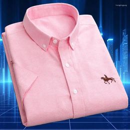 Men's Casual Shirts 6XL Short Sleeve Shirt Spring/Summer Oxford Cotton High Quality Wear Embroidery Fashion Plus Size