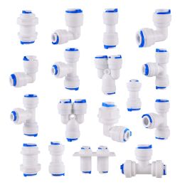 Reverse Osmosis Quick Connector 1/4"3/8"OD Hose Tee Y Coupling 4 Way Equal Convert Elbow Straight RO Water Aquarium Pipe Fitting