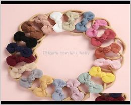 silver ribbon Accessories 20 Pcslot Soft Corduroy Knot Bow Nylon Headbands Or Hair Clips Baby Shower Gift Y200710 Boze9 Es5Un8444025