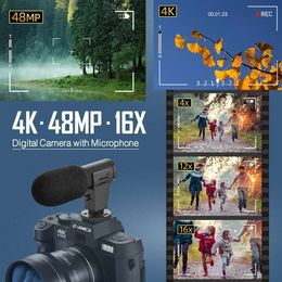 48MPブロギングカメラキットを使用して、見事な4K映像をキャプチャします - マイク、WiFi、三脚グリップ、広角/マクロレンズが含まれています。