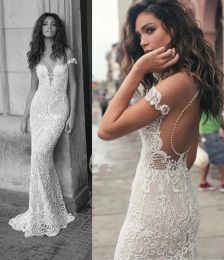 Bohemian Lace Bridal Dresses With 2024 Sexy Vintage Full Lace Sexy Backless Sweep Train Julie Vino Bridal Gowns