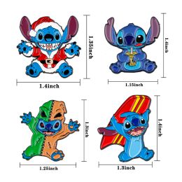 Cute Stitch Badges Lapel Pins for Backpacks Metal Enamel Pin Pines Brooches for Women Accessories Halloween Christmas Gift