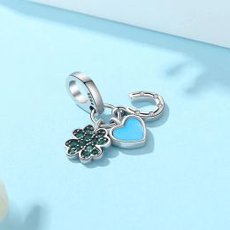 New Original 925 Sterling Silver Bead Star Clover Butterfly Sunflower Swallow Charm Pink Fit Pandora Bracelet DIY Women Jewelry