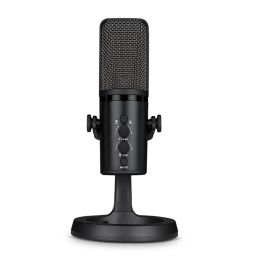 Top Deals Computer Live Broadcast Equipment USB Condenser Microphone E-Sports Game Microphone Recording With LED Light Effect