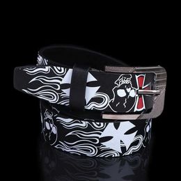 Belts Pin Buckle Skull Skeleton Pattern For Men For Women Female Waistband Korean Waist Strap PU leather Belt Casual Belt AccessoriesL240409