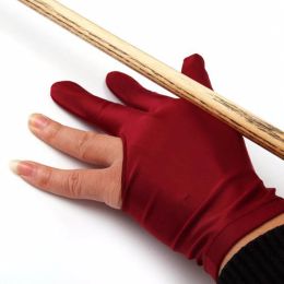 1Pcs Spandex Snooker Billiard Cue Glove Pool Left Hand Open Three Finger Accessory for Unisex Women and Men 4 Colours