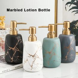 Storage Bottles 420ml Golden Marble Texture Ceramic Portable Soap Dispenser Shampoo Bottle Hand Sanitizer Jar Bathroom Supplies Lotion