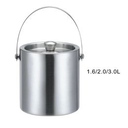 Stainless Steel Ice Bucket Double Walled Beverage Tub Comfortable Carry Handle for Champagne Cocktail Parties Chilling Beer 240407