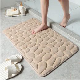 Bath Mats Bathroom Mat Cobblestone Embossed Coral Non-slip Carpets Kitchen Absorbent Pads Washable Toilet Floor For Home