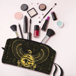 Egyptian Eye Of Horus Toiletry Bag for Women Wadjet Gold And Black Makeup Cosmetic Organiser Ladies Beauty Storage Dopp Kit Case