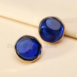 Stud Earrings Korean Fashion Round Clear Resin Big For Women Luxury Simplicity Modern Statement Jewellery Ear Accessories