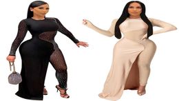 Women mesh sheer rompers Rhine Jumpsuits long sleeve onesie fashion clubwear summer clothes sexy bodysuit bodycon one piece pants 44517358565