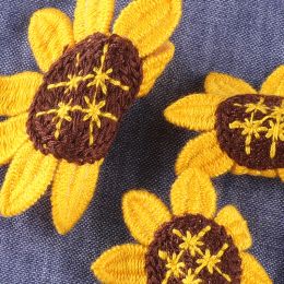 5PCS Sunflower Flower Badge Patches for Clothing T-shirts Decorative Hand-Sewn Embroidery Sewing Patch Appliques Accessories