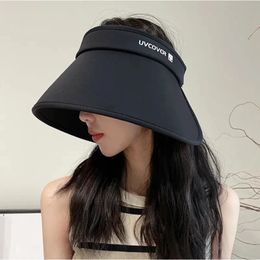 Women Sun Visor Hats Beach Foldable Roll Up Wide Brim Outdoor Traveling Summer UV Protection Oversized Cap Cruise wear for Women240409