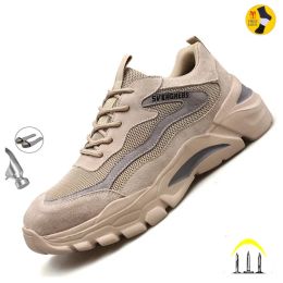 Boots Summer Men's Safety Shoes Work Shoe Steel Toe Comfortable Lightweight Breathable Antismashing Antipuncture Construction Shoe