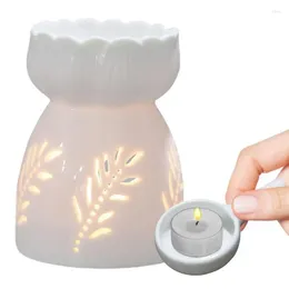 Candle Holders Ceramic Oil Burner White Hollow Warmer Wax Melts Melt Cube Melter Fragrance Gift For Wedding Spa