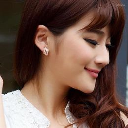 Dangle Earrings Geometry Zircon Stud For Women Men Micro Pave Full Bling Trendy 2024 Hip Hop Korean Jewellery Gift Wholesale