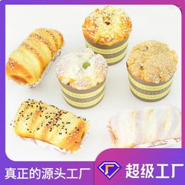 Decorative Flowers Artificial Cake Cupcake Model Cups Simulation Dessert Sesame Raisin Bread Pography Fake Prop Window Decoration