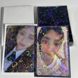 Frames 50pcs/set Laser Love Holographic Foil Protective Film Idol Pocard Sleeves Candy Colour Card Holder Flashing