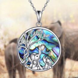 Pendant Necklaces Exquisite Tree Of Life Mother And Child Elephant Love Abalone Shell Necklace For Women Fashion Party Jewellery Family