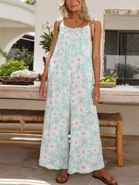 Spring and Autumn Womens Pants Printed Loose Casual Sling Jumpsuit for Women 240409