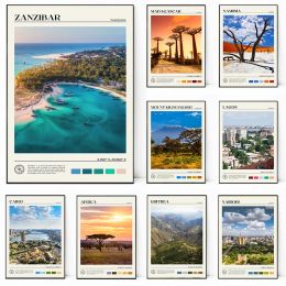 Zimbabwe Somalia Morocco Ethiopia Cape Town Africa Travel Study Poster Canvas Painting Wall Art Picture for Room Office Decor