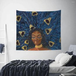 Tapestries Peacock Unique Powerful Black African Woman Tapestry Wall Hanging Hippie Boho Decoration Decor 95x73cm