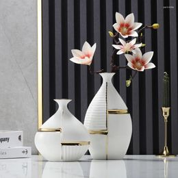 Vases Modern Hand-painted Ceramic Vase Living Room Decorative Flower Arrangement Ware Hydroponic Flowers Creative Home Decoration