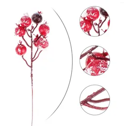 Decorative Flowers 10 Pcs Simulation Snow Pink Fruit Berry Artificial Branches Realistic Plant Ornament Red Plants