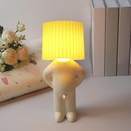 Decorative Figurines Little Shy Man Lamp Soft Warm Light Boy Desk Funny Creative Portable Bedside Night 110V