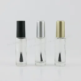 Storage Bottles 20 X 8ml Transparent Glass Nail Polish Bottle With Plastic Lid 8 Cc Empty Cosmetic Containers Silver Gold Black Brush Cap