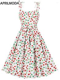 Casual Dresses Preppy Style Polka Dot Print Sexy Pleated Vintage Dress Backless Spaghetti Straps Sweet Big Swing Pinup Rockabilly