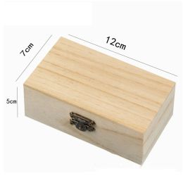 Plain Wood Wooden Square Hinged Storage Boxes Craft Gift Box Solid Wood Home Storage Box Practical DIY Organiser Case