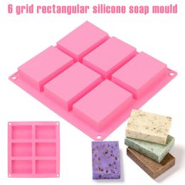 Silicone Soap Mold 3D Plain Soap Mold 6 Cavity Rectangle Tray Portable for Homemade DIY Mould Soap Making Supplies